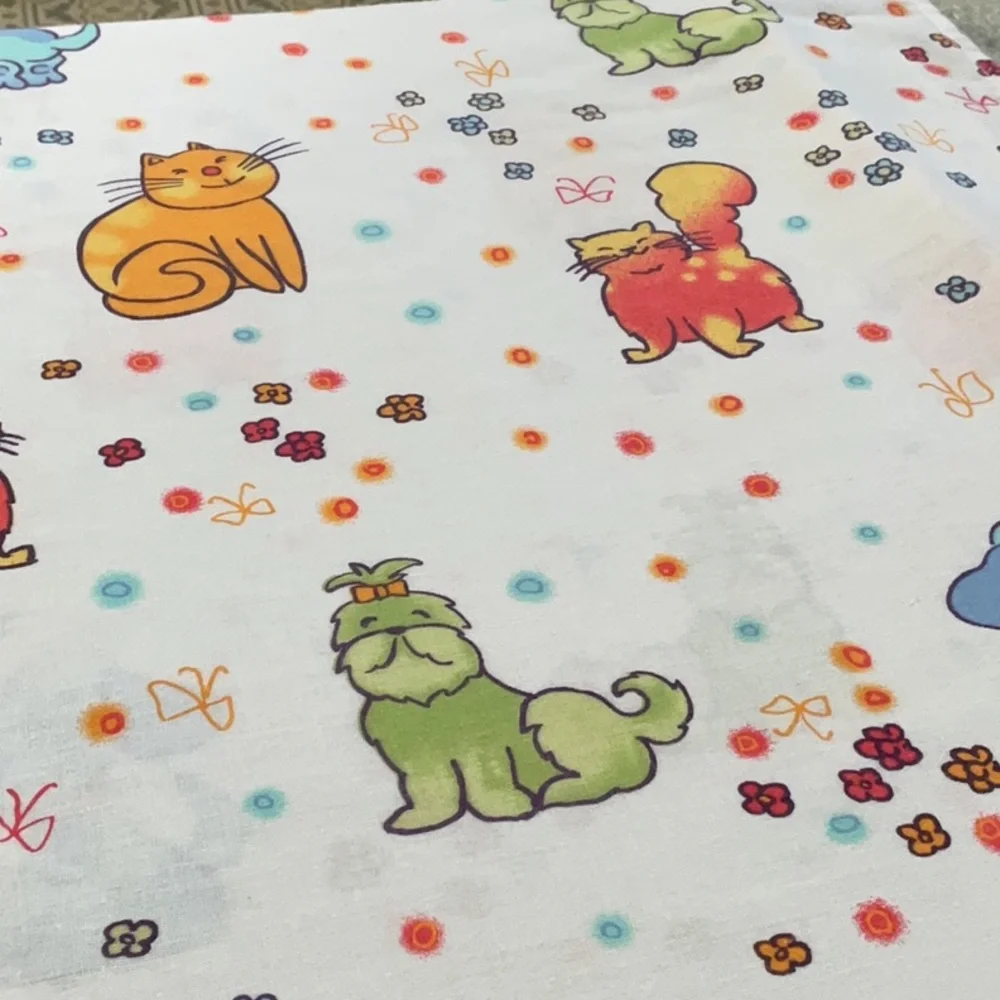 Cats and dogs shower curtain. Cotton poly blend.